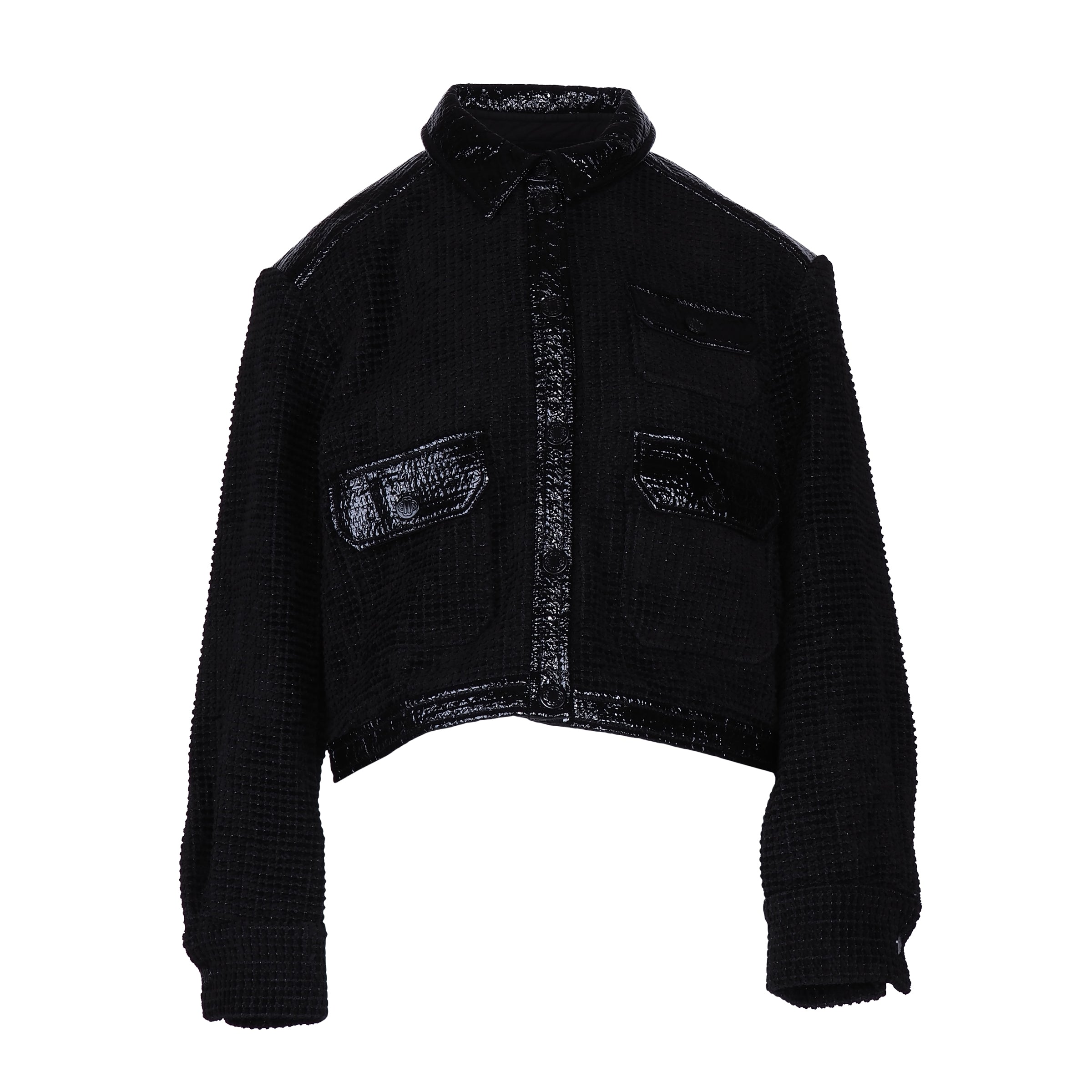 Maje Women's Black Vinyl Tweed Jacket Size 40 FR 12 US 8 US MFPVE00412