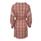 Maje Women's Orange Check Silk Blend Shirt Dress Size 36 FR 8 UK 4 US MFPRO02654