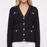 Maje Damen- Strick , schwarz, mit glänzenden Motiven, Strickjacke , Größe 38 (FR), 10 (UK), 6 (US), MFPCA00319
