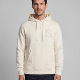 Sandro Paris Herren-Hoodie in Ecru mit gesticktem Logo, Größe M, SHPSW00493
