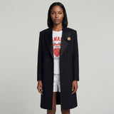 Sandro Women's Black With Brooch Wool Blend Coat Size 40 FR 12 UK 8US SFPOU00323