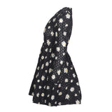 Maje Women's Black V-Neck Floral Cotton Short Dress Size 1 S UK 8 E19RAYOM