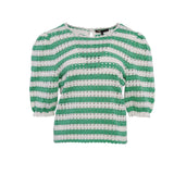 Maje Women's Green Crochet Knit Striped Top Size 40 FR 12 UK 8 US MFPPU00487