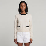 Sandro Women's Ecru Knit Cashmere Blend Sweater Size 40 FR 12 UK 8 US SFPPU01798