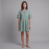 Maje Women's Green Embroidered Cotton Short Dress Size 38FR 10UK 6US MFPRO02288