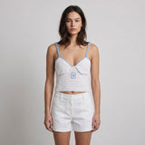 Sandro Women's White Knit Logo Cropped Top Size 34 FR 6 UK 2 US SFPPU02284