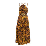 Sandro Women's Multicolour Leopard Satin Dress Size 36FR 8UK 4US SFPRO02779