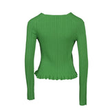 Maje Women's Green Ruffle Long Sleeve Cardigan Size 36 FR 8 UK 4 US MFPPU00495