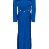 Sandro Paris Women's Blue Satin Cut Out Long Dress Size 34 XS 6 SFPRO03509