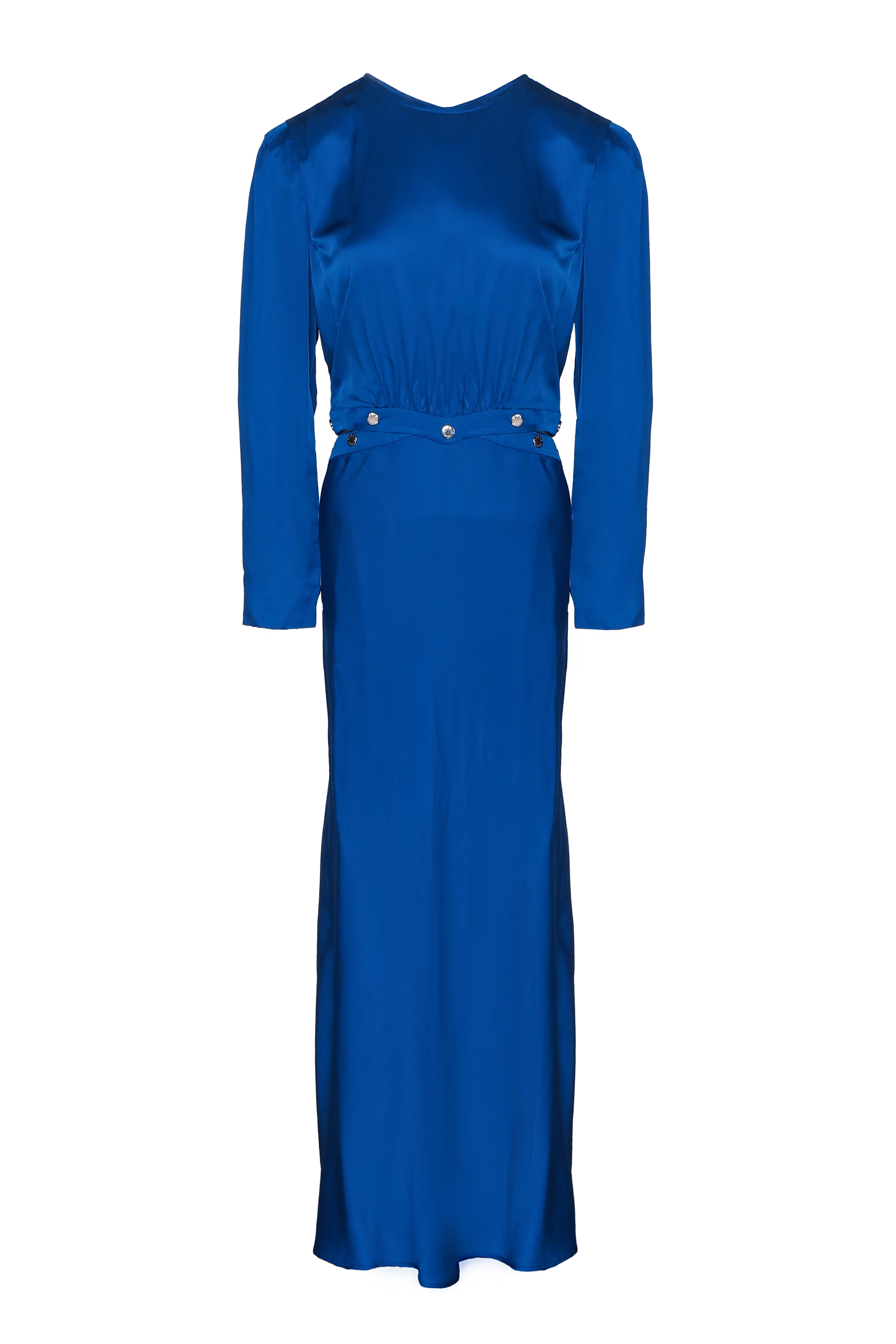 Sandro Paris Women's Blue Satin Cut Out Long Dress Size 34 XS 6 SFPRO03509