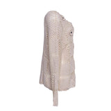 Sandro Paris Women's Beige Open Knit Viscose Sweater Size 3 L 12 SFPPU01136