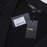 Maje Women's Black Knit Shiny V-Neck Cardigan Size 38 FR 10 UK 6 US MFPCA00319
