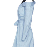 Maje Women's Blue Striped Shirt Short Dress Size 36 FR 8 UK 4 US MFPRO02708