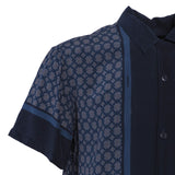 Sandro Men's Navy Viscose Short Sleeve Shirt Size S SHPCM01082 RRP:195EUR