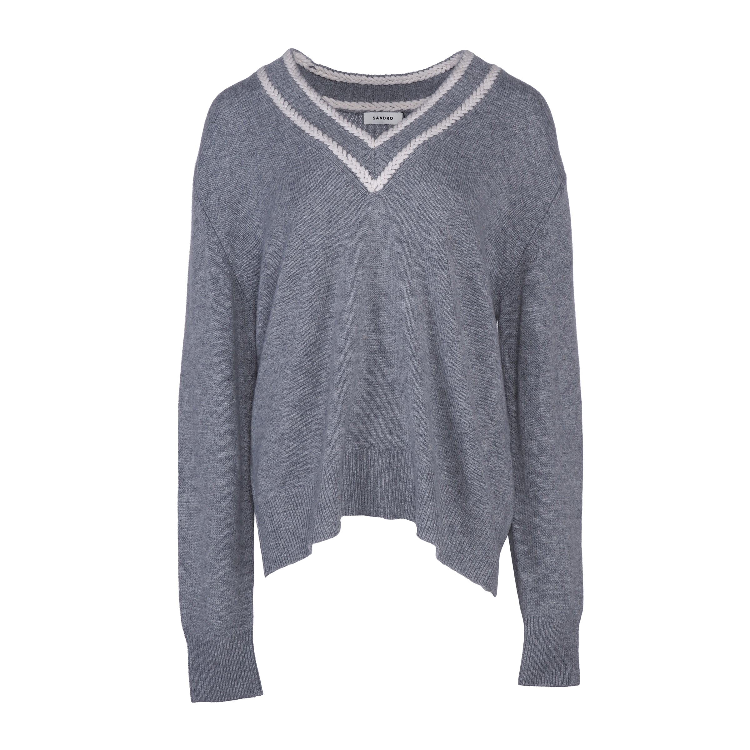 Sandro Women's Grey Cashmere Blend Sweater Size 42 FR 14 UK 10 US SFPPU02391
