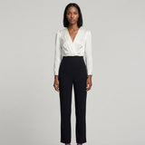 Sandro Paris Women's Black White Pockets Viscose Jumpsuit Size 40 L SFPCO00040