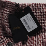 Maje Women's Bordeaux Check Wool Blend Skirt Size 34 FR 6 UK 2 US MFPJU00875