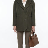 Sandro Women's Khaki Wool Blend Oversized Coat Size 38 FR 10 UK 6 US SFPOU00495