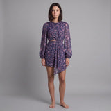 Maje Women's Purple Floral Short Viscose Dress Size 34 FR 6 UK 2 US MFPRO02597