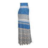 Sandro Damenrock aus blauem Strick, Midi-Länge, gestreift, Größe 34 FR, 6 UK, 2 US, SFPJU00337