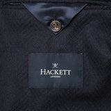 Hackett London Men's Navy Herringbone Knit Wool Blend Jacket Size 42 R HM443026