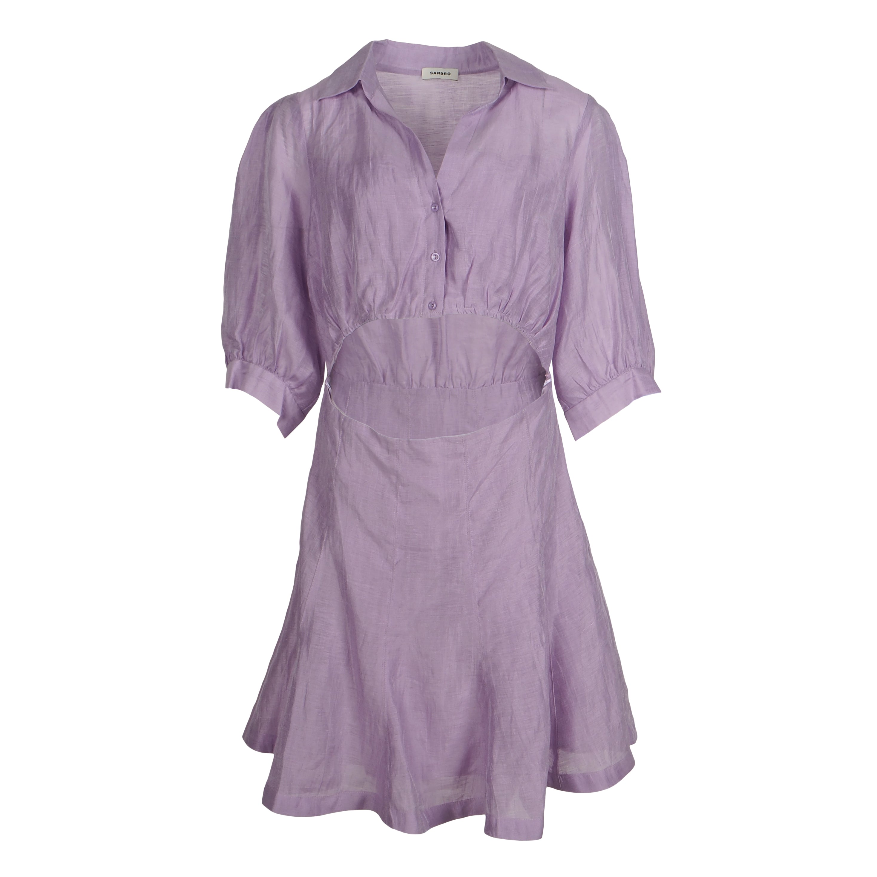 Sandro Women's Purple Linen Blend Open Dress Size 40 FR 12 UK 8 US SFPRO02722