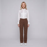Maje Women's Brown Checked Straight Trousers Size 40 FR 12 UK 8 US MFPPA00245