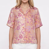 Sandro Paris Women's Multicolour Short Sleeve Silk Shirt Size 0 XS SFPCM00720
