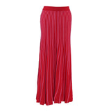 Sandro Paris Women's Red Knitted Striped Long Skirt Size 36 FR 8 UK 4 US J2453E