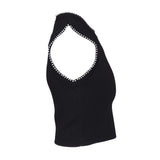 Sandro Women's Black Beaded Knit Cropped Top Size 38 FR 10 UK 6 US SFPPU02232