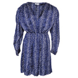 Sandro Paris Women's Blue V-Neck Floral Satin Dress Size 34 XS 6 SFPRO01435
