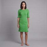 Maje Women's Green Knit Stretch Ruffle Short Dress Size 38FR 10UK 6US MFPRO02595