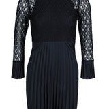 Sandro Women's Navy Pleated Lace Short Dress Size 36 FR 8 UK 4 US R20217H
