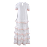 Maje Women's White Short Sleeve Ruffle Long Dress Size 36 S 8 MFPRO01257