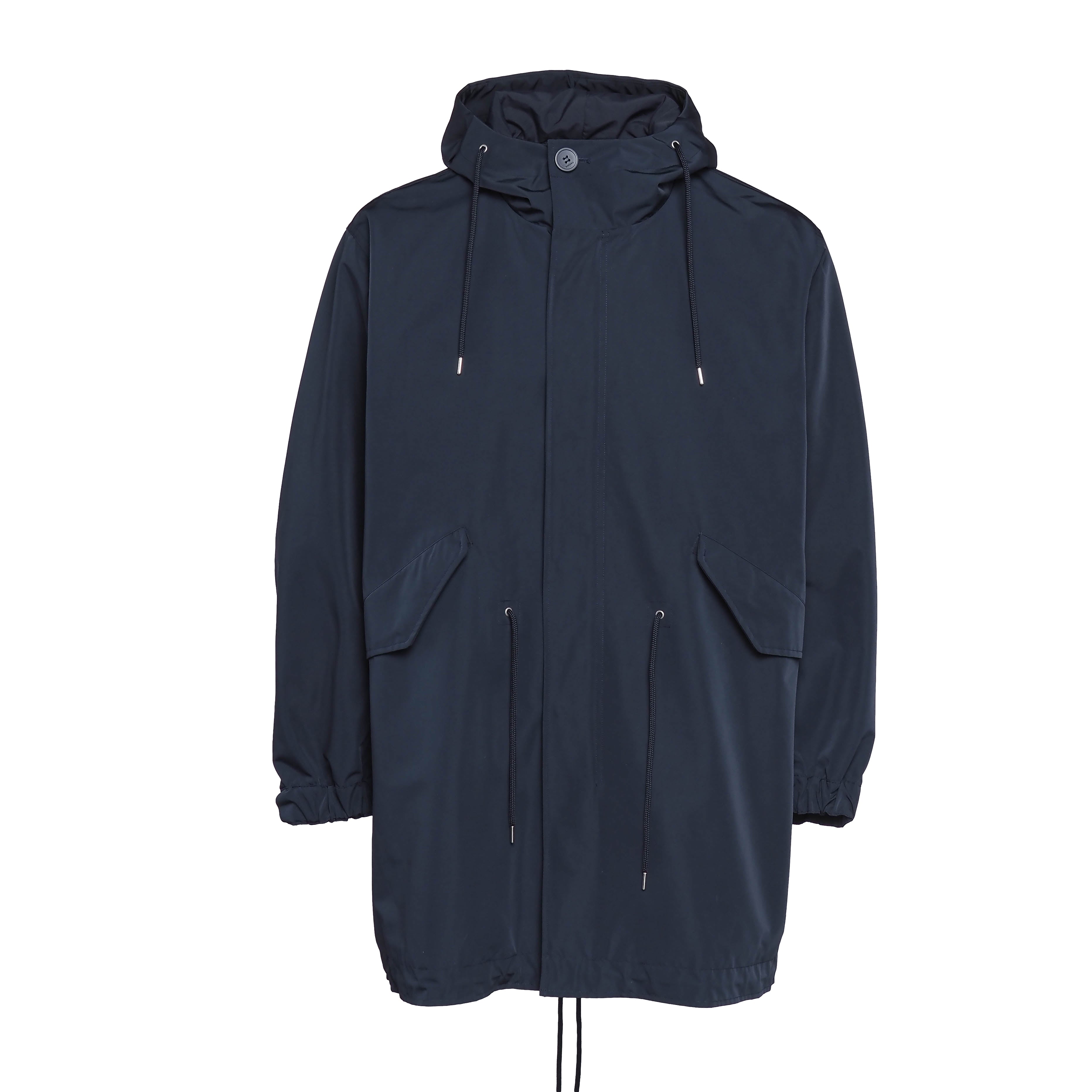 Sandro Men's Navy Technical Fabric Hooded Parka Size M SHPMA00345