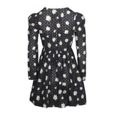 Maje Women's Black V-Neck Floral Cotton Short Dress Size 1 S UK 8 E19RAYOM