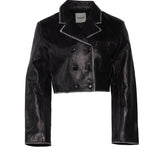 Sandro Women's Black Cropped Leather Jacket Size 36 FR 8 UK 4 US SFPBL00974