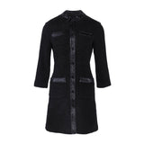 Maje Women's Black Velvet Tweed Vinyl Short Dress Size 34 XS 6 MFPRO02619