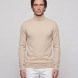 Sandro Paris Beiger Strickpullover aus Wolle mit Rollkragen für Herren, Größe L, SHPTR00082