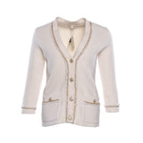 Maje Women's White With Chain Cardigan Size 36 FR 8 UK 4 US MFPCA00174