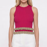 Sandro Paris Women's Pink Knit Ruffle Cropped Top Size 0 XS 6 SFPPU02277