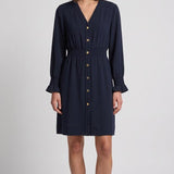 Sandro Women's Navy Smocked Short Dress Size 34 FR 6 UK 2 US SFPRO01491