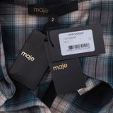 Maje Women's Green Check Cropped Cotton Shirt Size 2 M 10 MFPCM00354