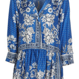 Sandro Women's Blue Floral 100% Silk Short Dress Size 36 FR 8 UK 4 US SFPRO01856