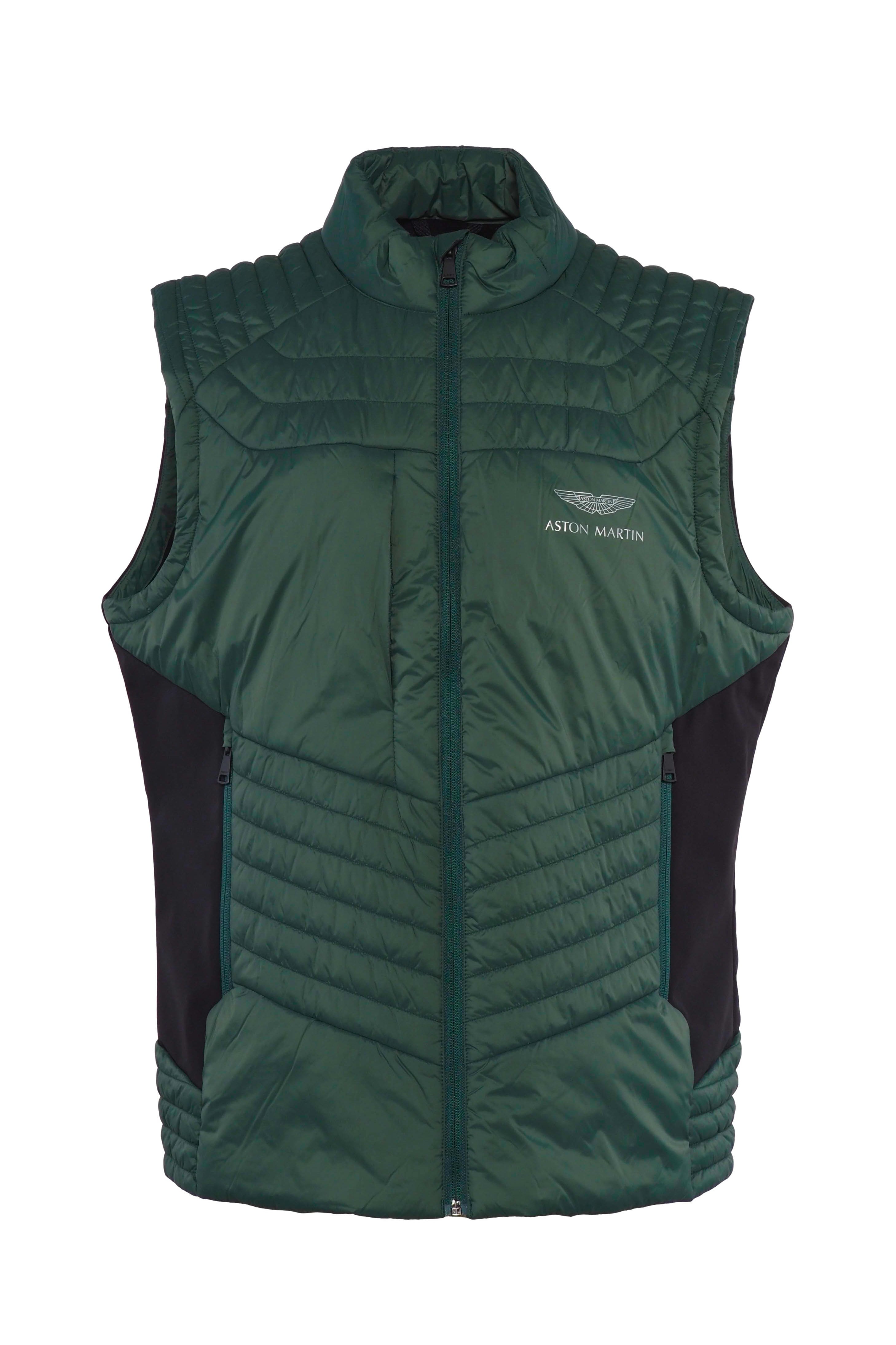 Hackett London x Aston Martin Men's Green Logo Moto Racer Gilet Size L HM402789