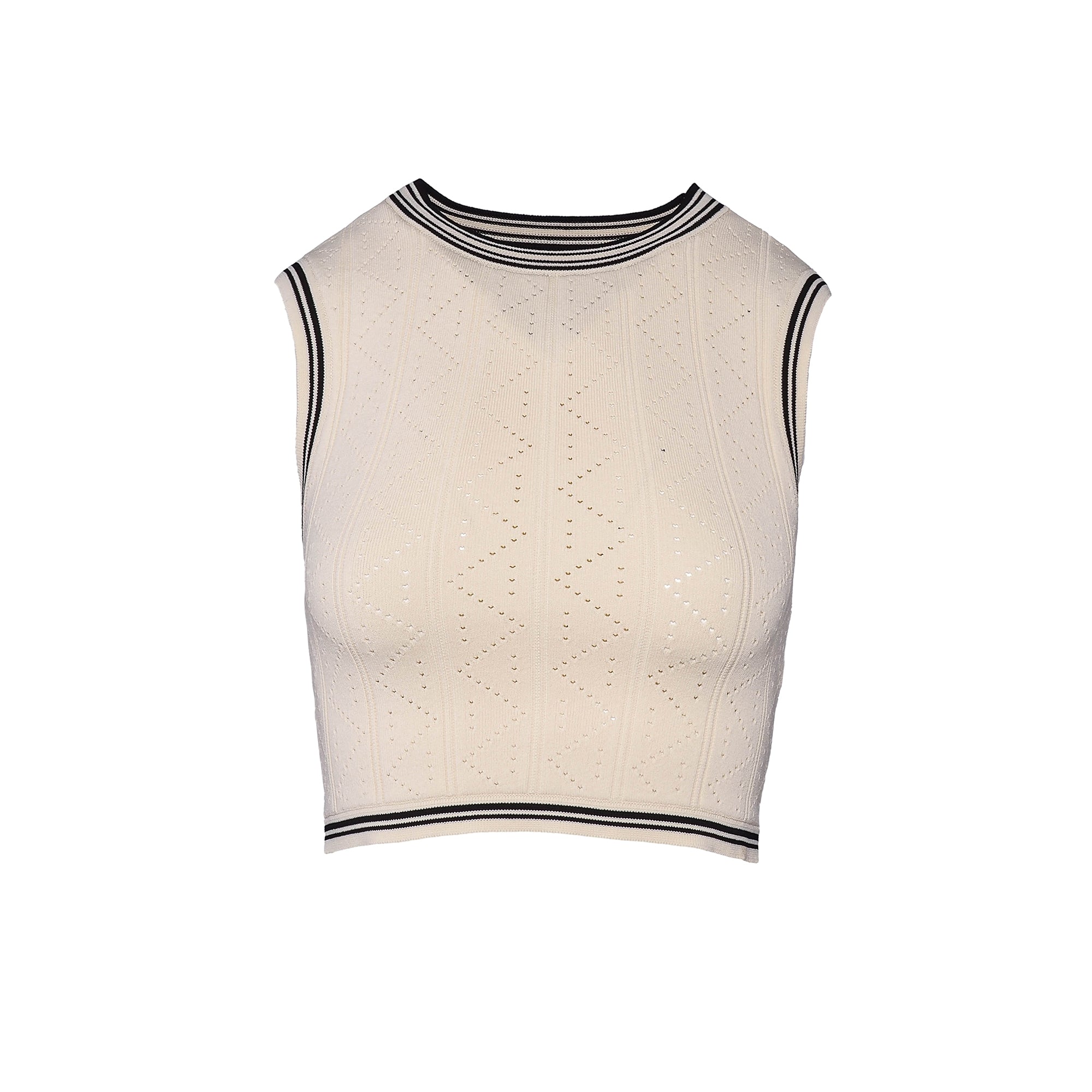 Sandro Paris Women's Ecru Knit Sleeveless Cropped Top Size 0 XS UK 6 SFPPU01945