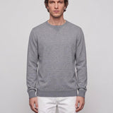 Hackett London Grauer, gestreifter Herrenpullover mit Rundhalsausschnitt, Größe XXL, HM701761
