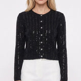 Maje Women's Black Sequin Mohair Blend Cardigan Size 38 FR 10 UK 6 US MFPCA00312