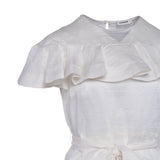 Sandro Women's White Linen Blend Ruffle Dress Size 40 FR 12 UK 8 US SFPRO02791