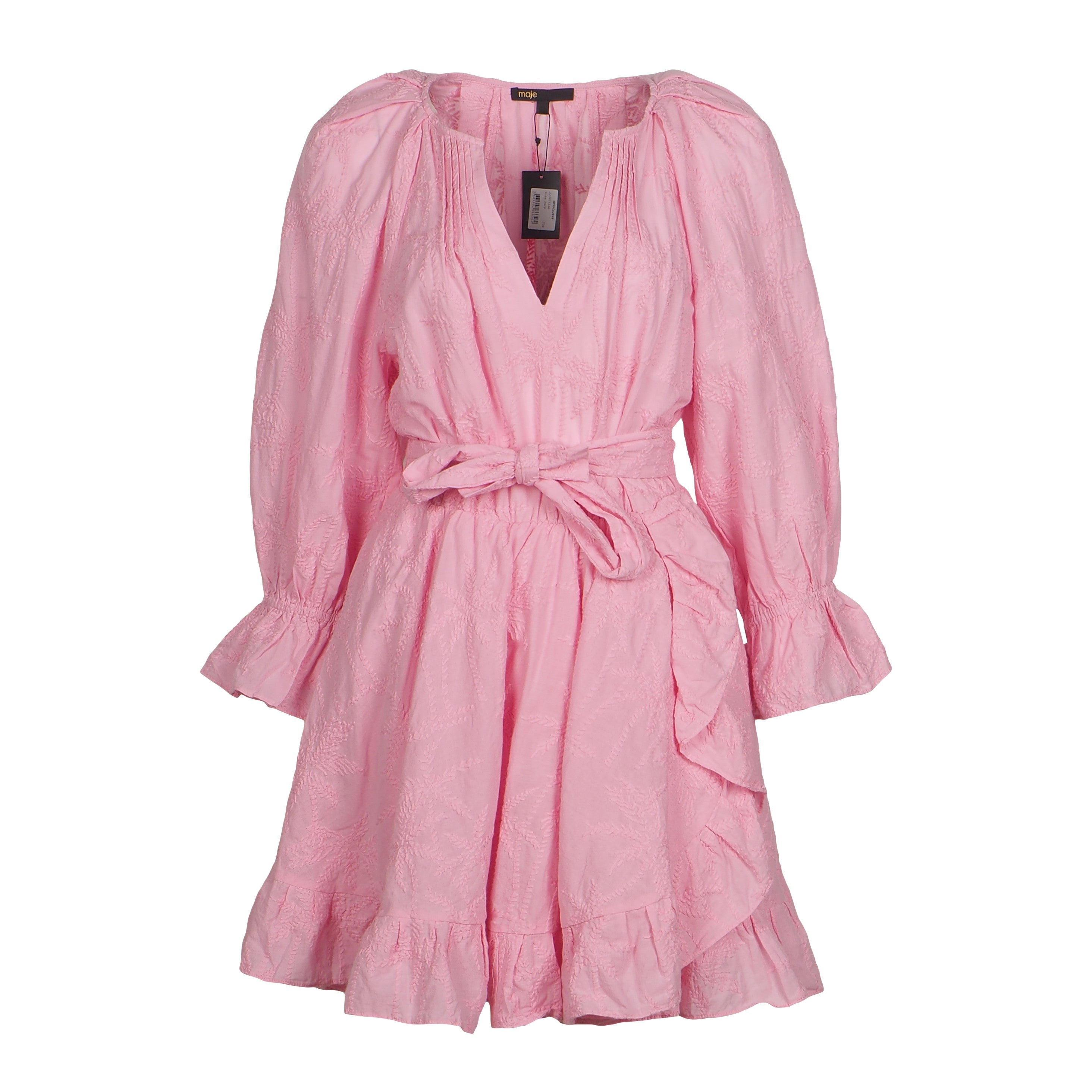 Maje Women's Pink Embroidered Short Dress Size 40 FR 12 UK 8 US MFPRO02899